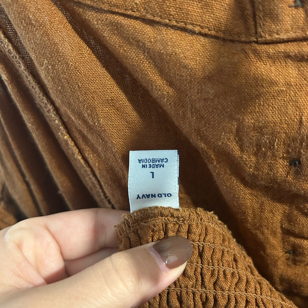 Rust Button-Front Jumpsuit - Picture 9 of 9
